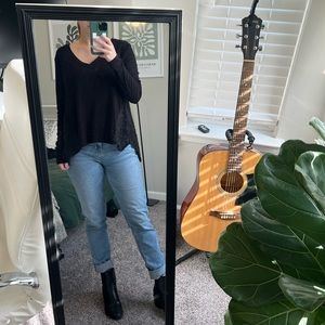 Flowy Black Top with Lace Side Detailing